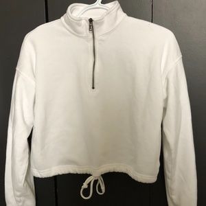 American Eagle Cropped Quarter Zip Hoodie
